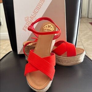 Fergalicious Bold Poppy Espadrille Sandals—Never Worn